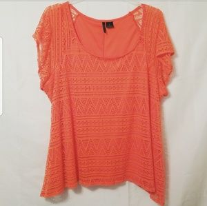 New Directions woman Orange waterfall tunic top